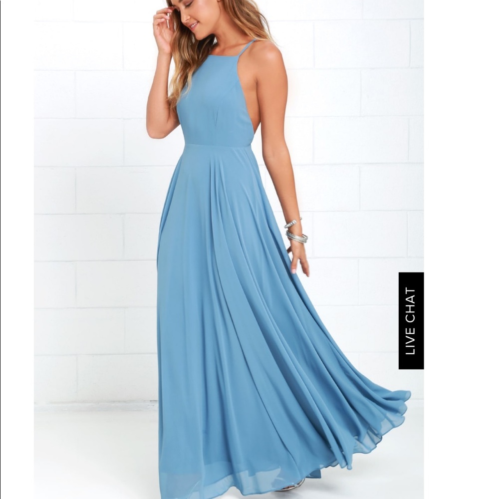 Lulus Mythical Kind of Love Dress Large Slate Blue